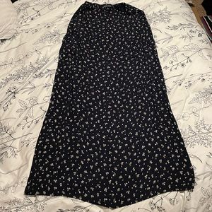 Brandy Melville Navy Blue Floral Maxi Skirt